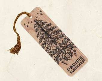 Pacific Northwest Sustainable Wood Bookmark with Tassel