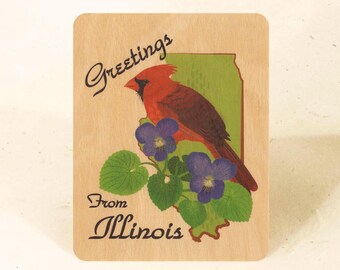 Illinois State Sustainable Wood Veneer Postcard