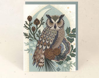 Great-Horned Owl Holiday Recycled Paper Card