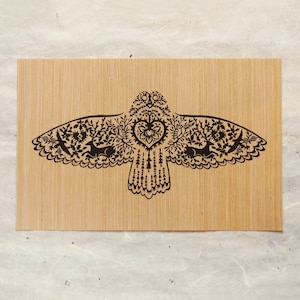 Eco-Friendly Owl Flying Cut Paper Fine Art Wood Print