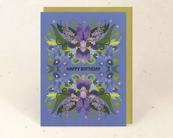 Iris & Ladybug Birthday Recycled Greeting Card