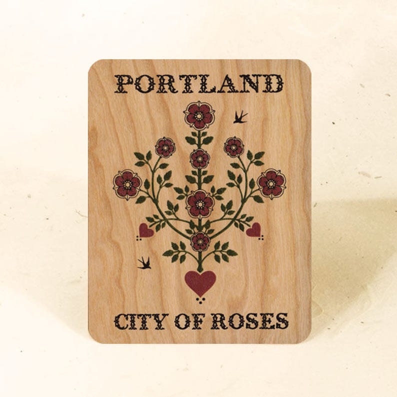 Portland Rose Wood Postcard Eco-Friendly Fine Art