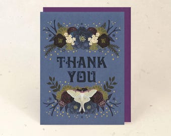 Luna Moth Thank You Recycled Greeting Card