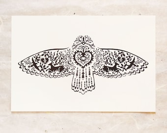 Owl Silhouette Papercut Fine Art Recycled Paper Print