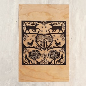 Eco-Friendly Stags and Swifts Cut Paper Fine Art Wood Print