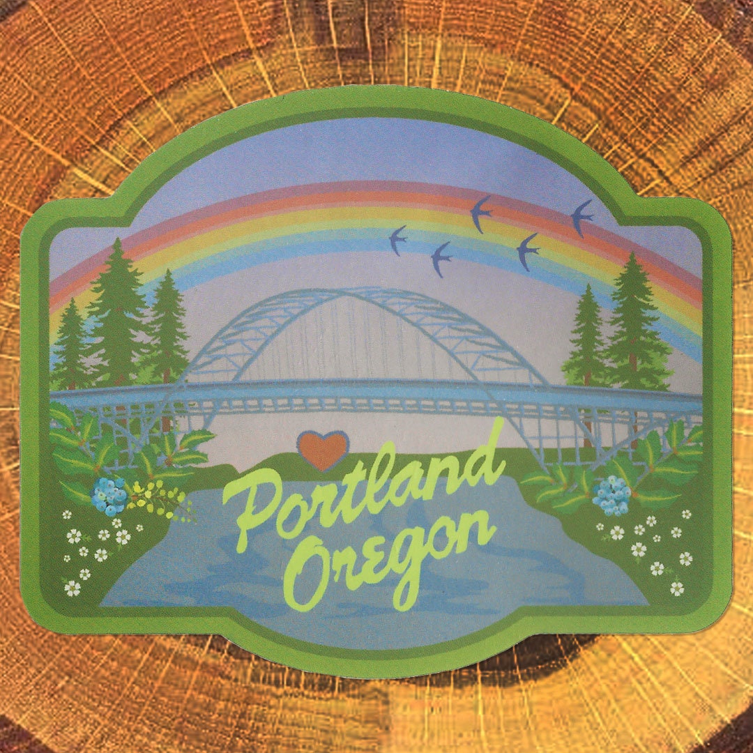 Portland Infinity Sticker Portland Oregon Rainbow Bridge Matte Mirror Pvc-free Sticker - Etsy