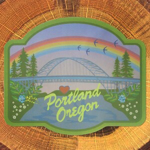 Portland Oregon Rainbow Bridge matte spiegel PVC-vrije sticker