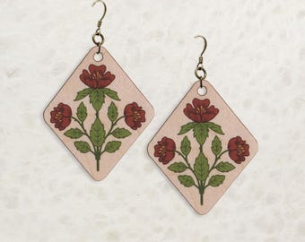 Rose Birch Wood Earrings