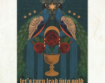 Alchemical Peacocks Sustainable Wood Print