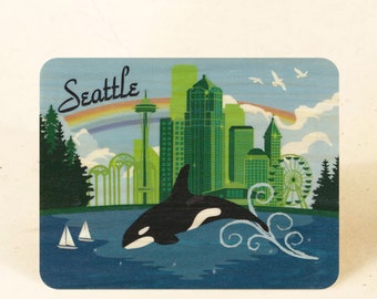 Seattle Emerald City Sustainable Wood Postcard