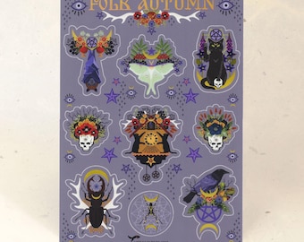 Folk Autumn Matte Mirror Sticker Sheet