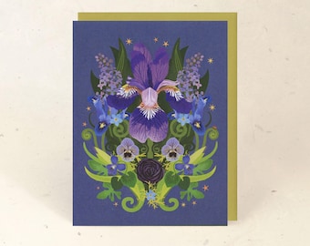 Iris & Ladybug Recycled Greeting Card