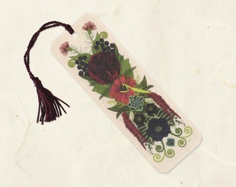 Black Dahlia Sustainable Wood Bookmark with Tassel