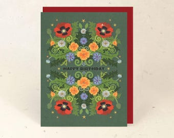 Poppy Spider Birthday Recycled Greeting Card