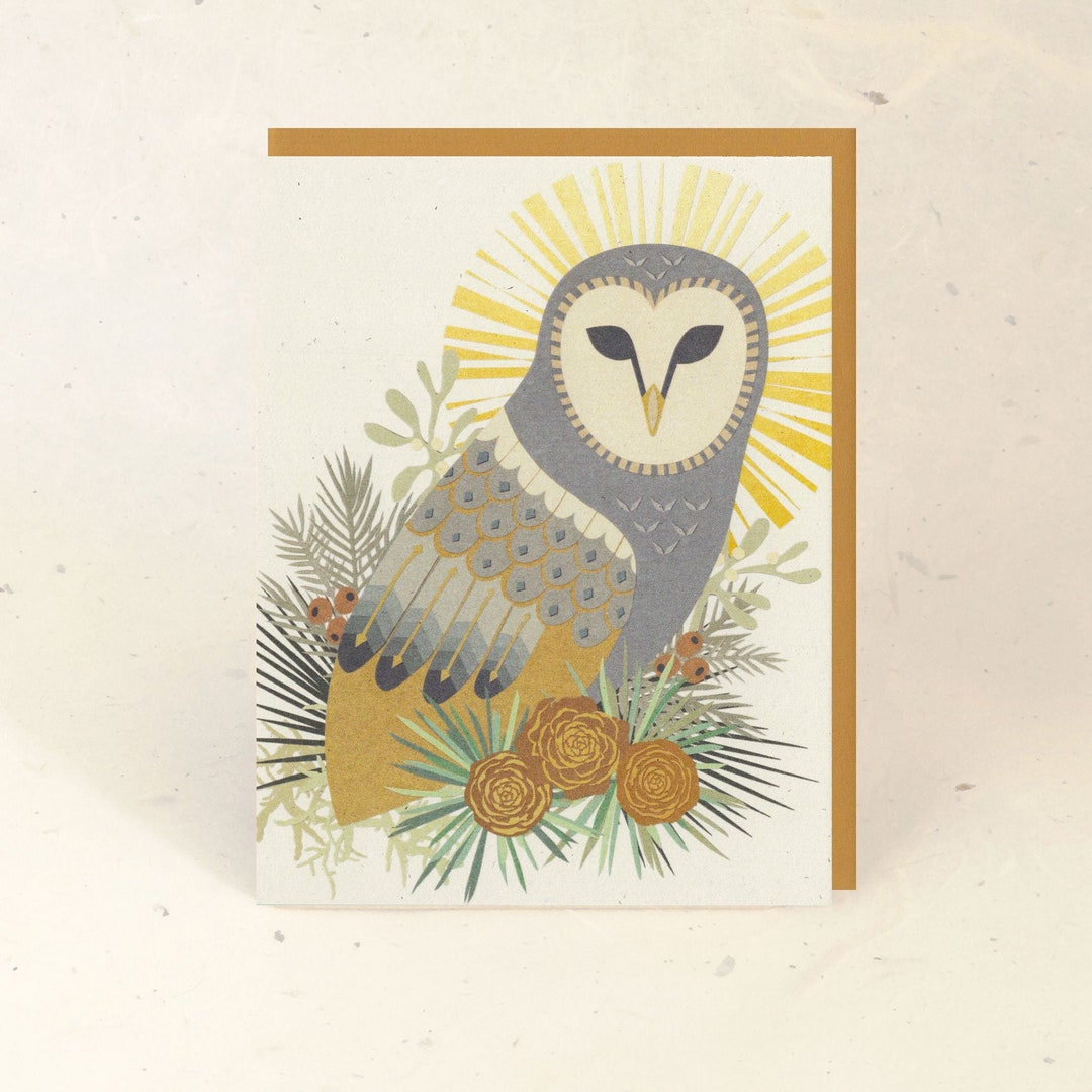 Barn Owl Holiday Recycled Paper Card - Etsy