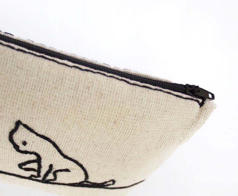cat family pencil pouch , Make up Bag , pencil case , hand embroidered pouch , cat lover zipper pouch , holiday gift , gift for friend image 5
