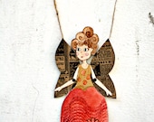 Angel paper doll "Smile everyday", romantic door hanging, shabby door decoration sign, magical guardian fairy, blessing spirit.