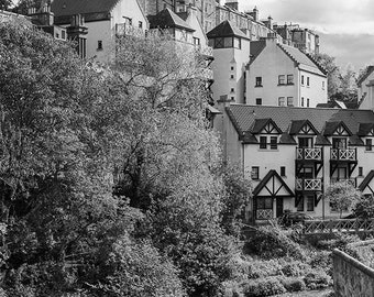 Edinburgh // Scotland // Dean Village // Fine Art Print // Black and White Photograph // Wall Art // Decor // Clouds