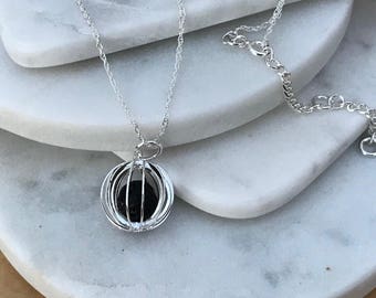 Sterling Silver Infused Necklace with Lava Rock Gemstone