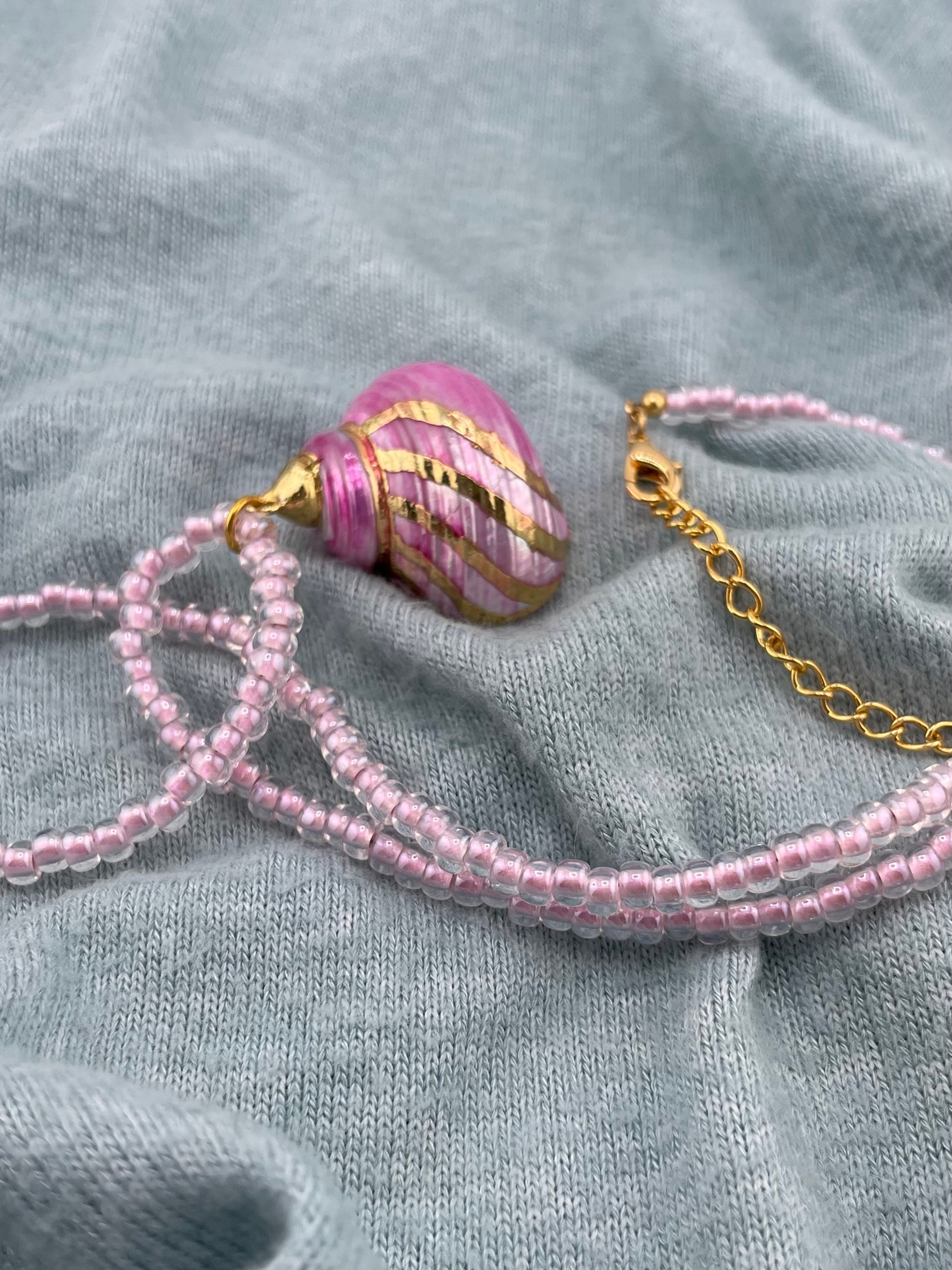 Think Pink, Pink Turban Shell Necklace, Sea Shell Necklace, Gift for Her