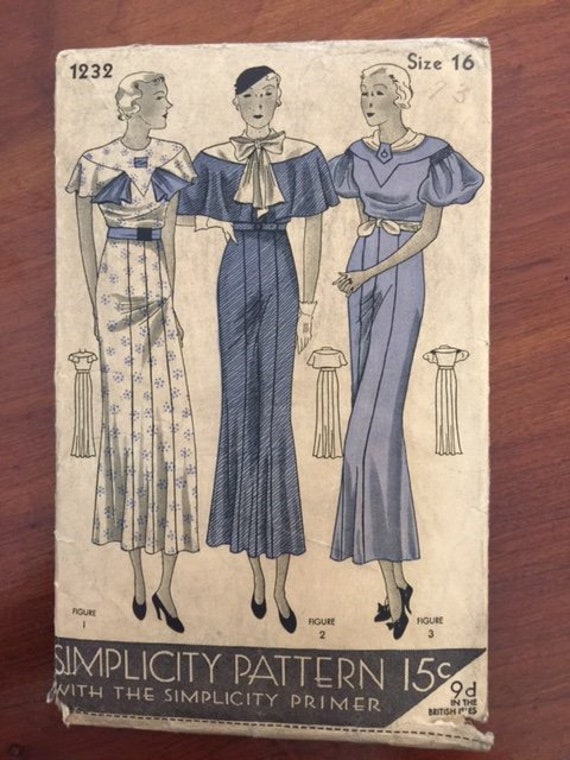 1920 Vintage Simplicity Flapper Day Dress Pattern