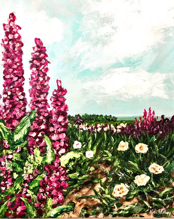 Lupine Peonies Iris Flower Field French Countryside Etsy