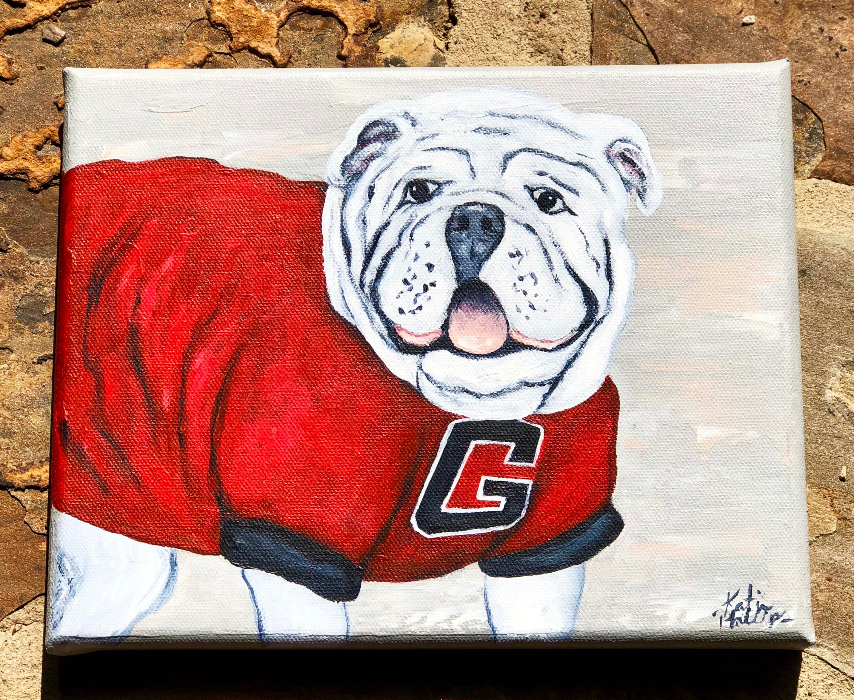 Bulldog Painting, UGA, Mascot, Bulldog Art, Painting on Canvas, University of