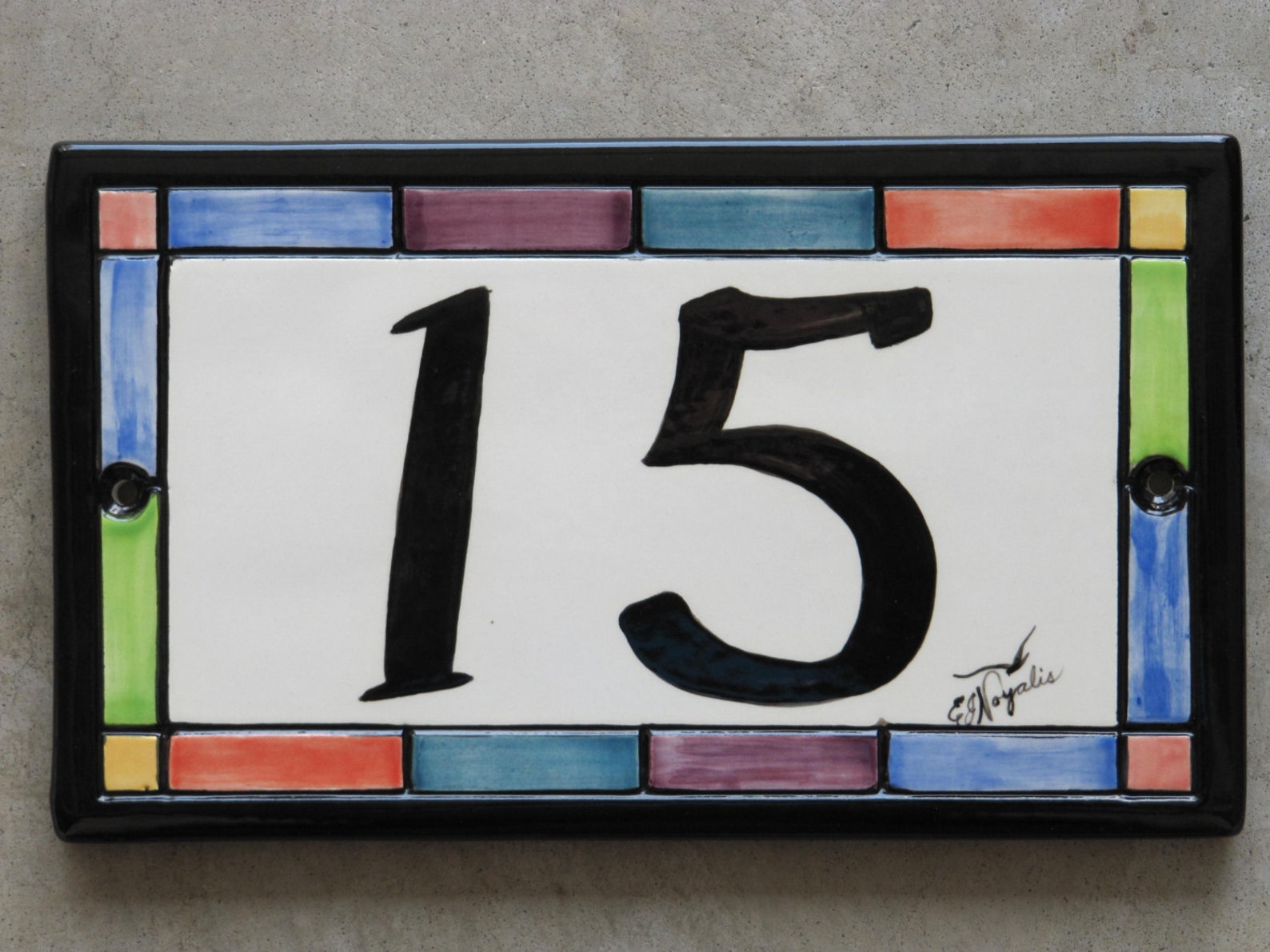 Custom Hand Painted Ceramic House Number Tile Placque or Etsy