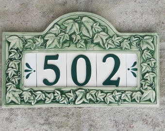 Custom Hand Painted Ceramic House Number Tile, Placque, or Sign