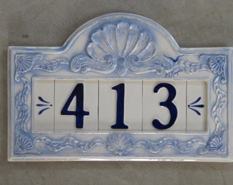 Custom Hand Painted Ceramic House Number Tile, Placque, or Sign