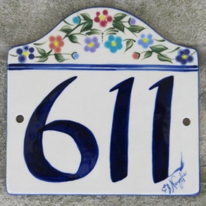 Custom Hand Painted Ceramic House Number Tile, Placque, or Sign
