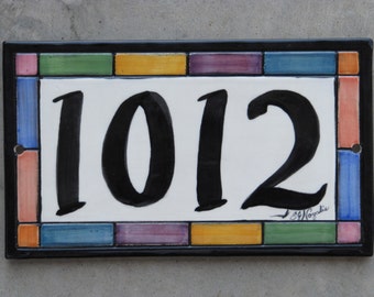 Custom Hand Painted Ceramic House Number Tile, Placque, or Sign