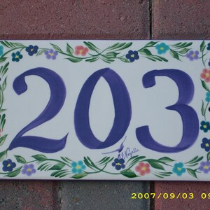 Custom Hand Painted Ceramic House Number Tile, Placque, or Sign