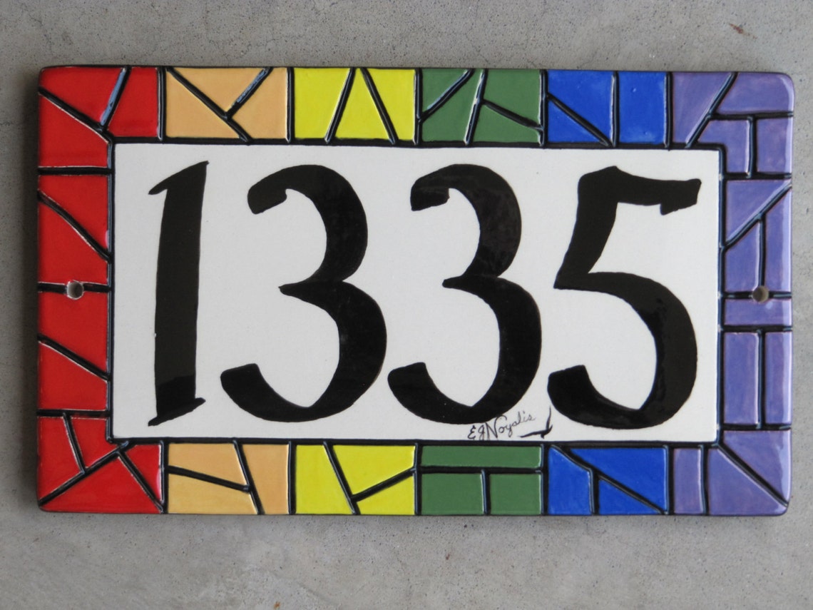 Custom Hand Painted Ceramic House Number Tile Placque or Etsy