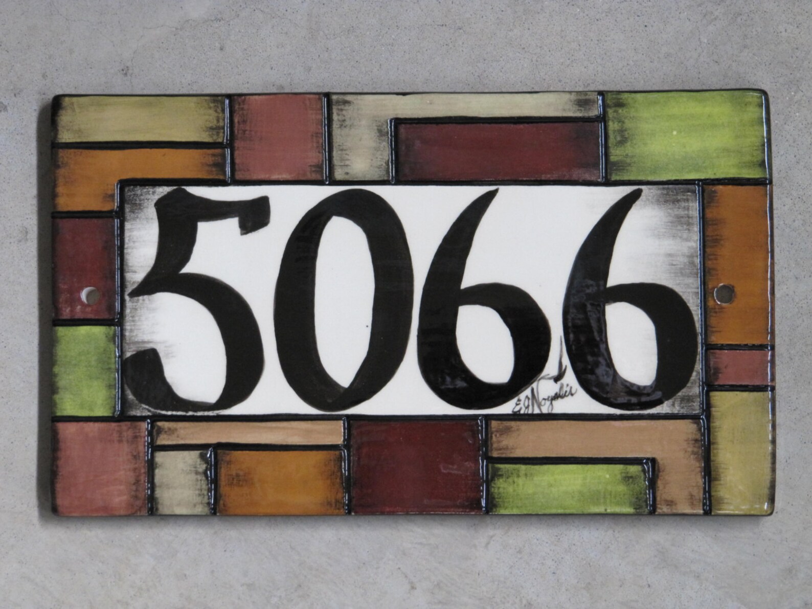 Custom Hand Painted Ceramic House Number Tile Placque or Etsy