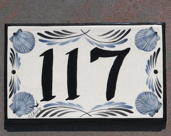 Custom Hand Painted Ceramic House Number Tile, Placque, or Sign