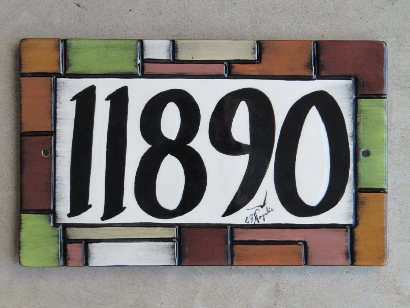 Custom Hand Painted Ceramic House Number Tile Placque or Etsy