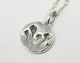 Dandelion silver pendant//tiny solid silver necklace//handmade