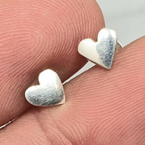Silver heart earrings//tiny solid silver studs