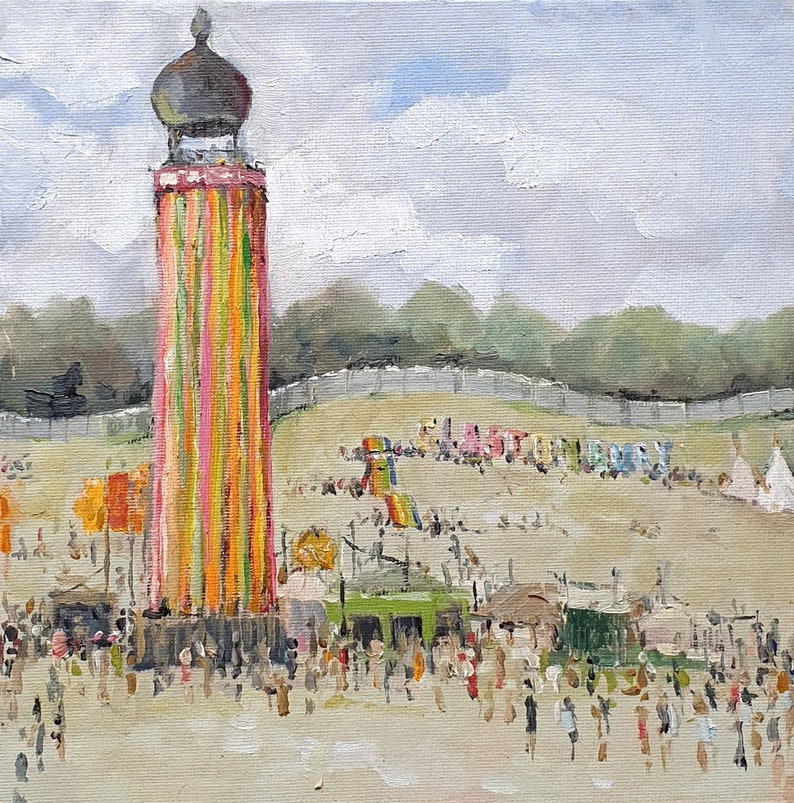 Glastonbury Giclee Print // Ribbon Tower // Glasto festival image 1