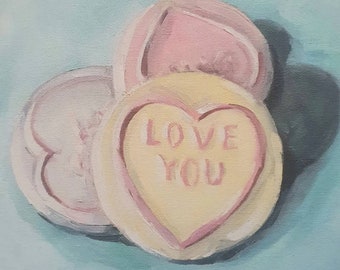 Love hearts; Giclee print of my original oil painting//reproduction