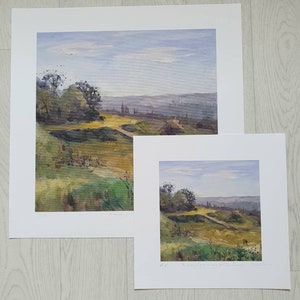 Wittenham Clumps Druck 'A Noisy Gathering'; Hochwertige Giclée-Reproduktion meines Original Ölgemäldes von den Wittenham Klumpen