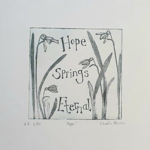 Snowdrop original print//etching//fine art//unframed//Hope Springs Eternal
