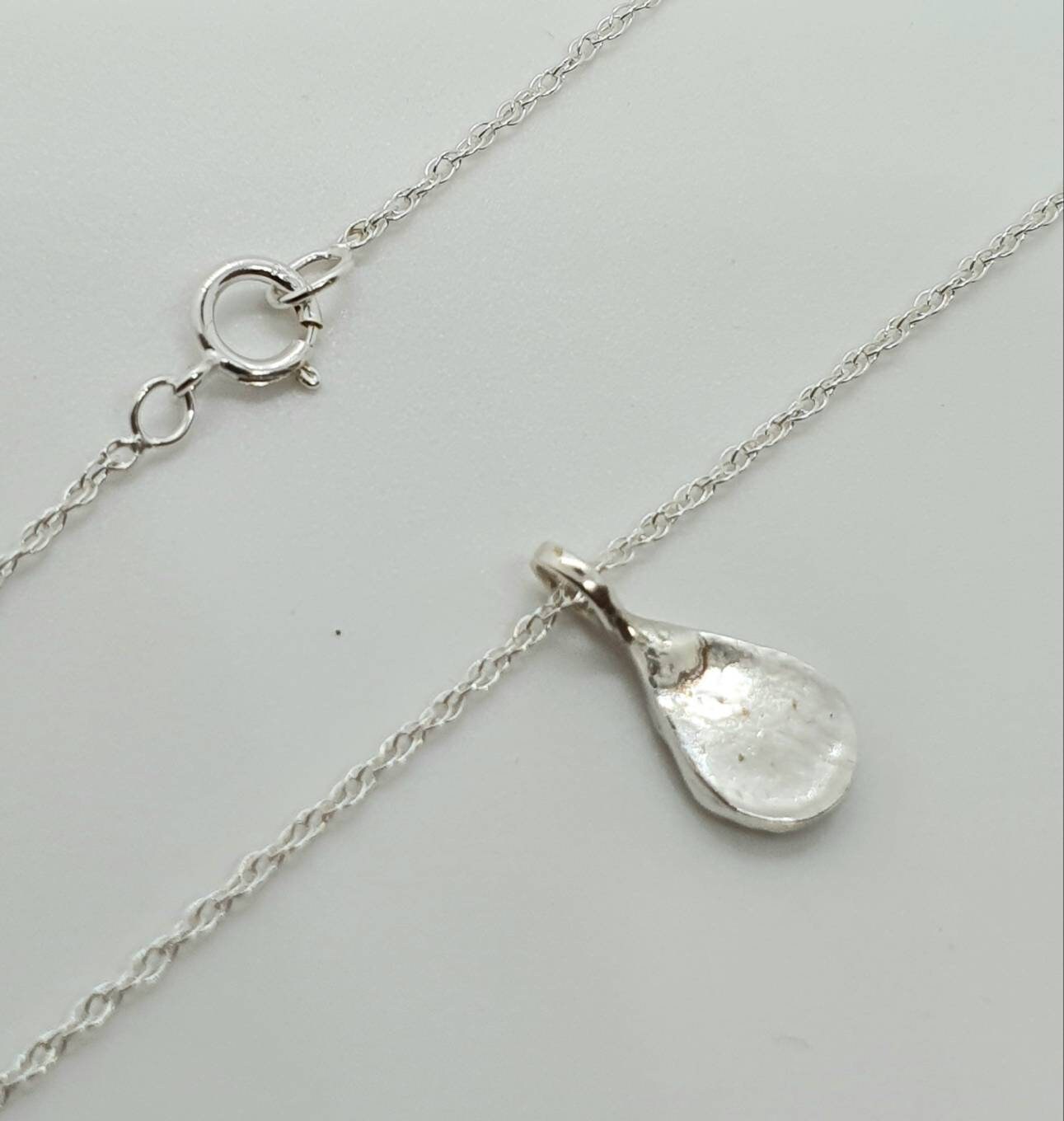 Silver Wave Necklace//small Solid Silver Wave Drop Pendant - Etsy UK