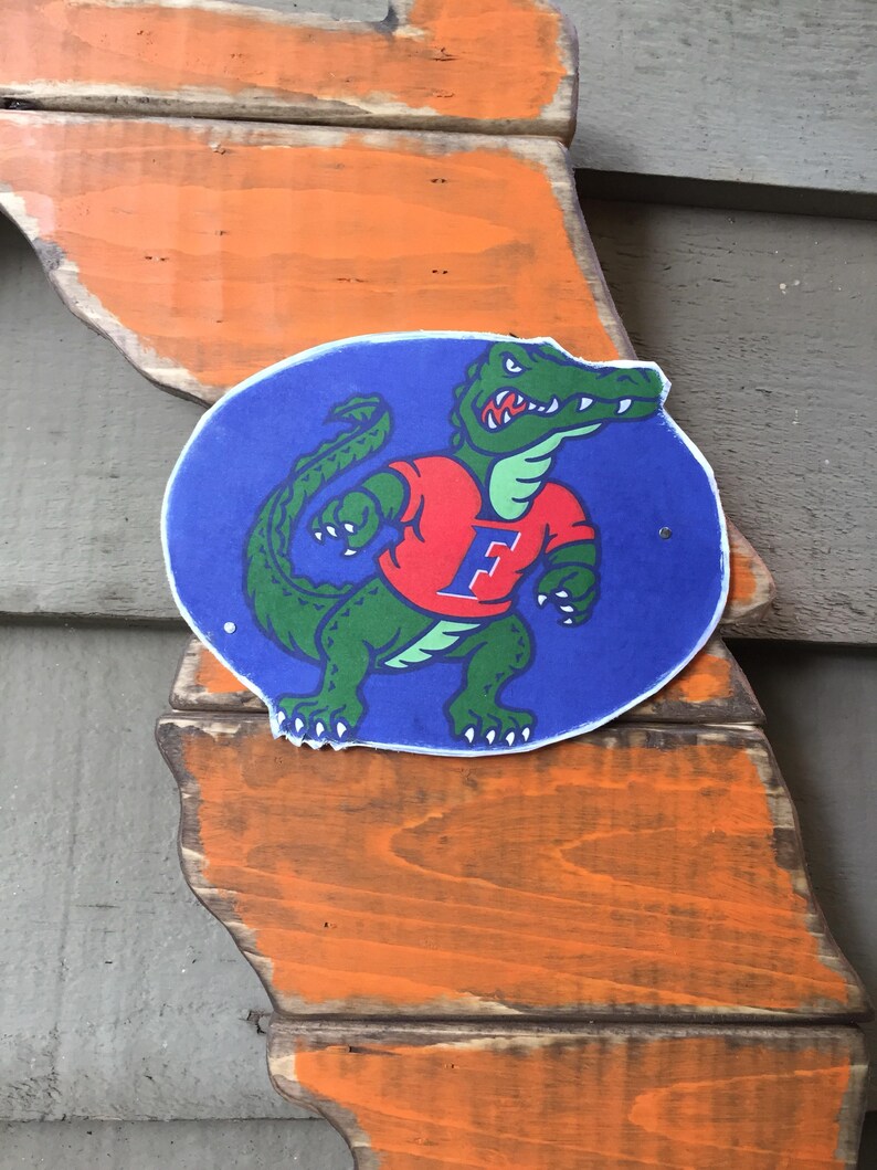 State of Florida With Florida Gator Recycled Wood Wall Hanging Etsy