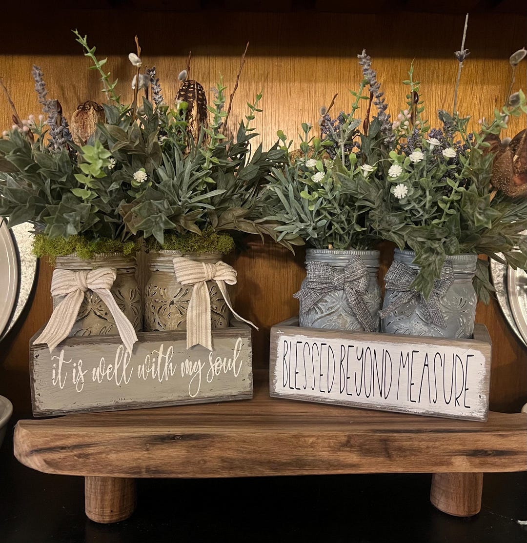 Farmhouse Style Floral Greenery Arrangement. - Etsy