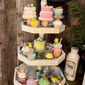 Easter faux baked  goodies for your tiered tray or shelf. Tiered tray decor. Easter tiered tray