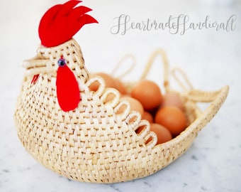 Natural Handwoven Rattan chicken basket - egg storage