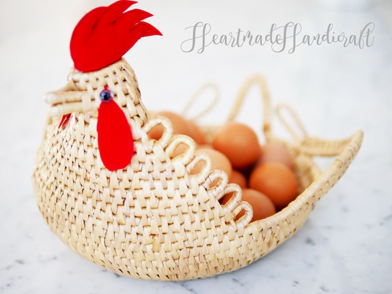 Natural Handwoven Rattan chicken basket egg storage