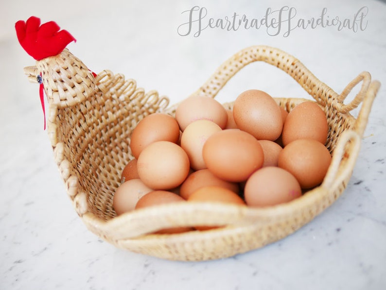 Natural Handwoven Rattan chicken basket egg storage